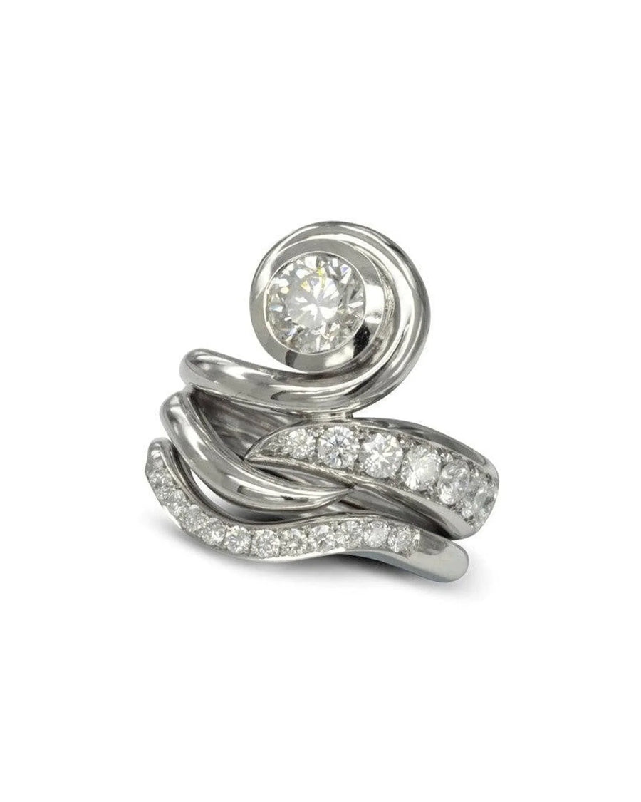 Pavé Diamond Shaped Wedding Band Ring Pruden and Smith