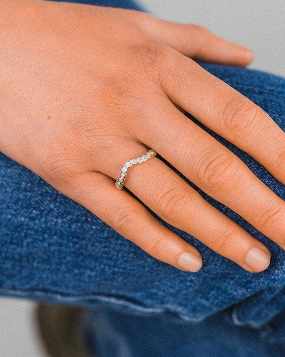 Pavé Diamond Shaped Wedding Band Ring Pruden and Smith