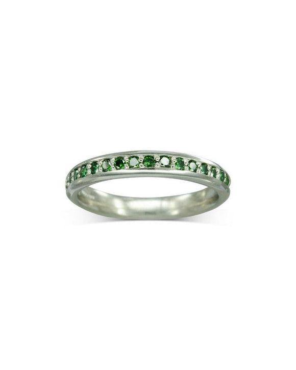 Pavé Green Diamond Platinum Eternity Ring Ring Pruden and Smith