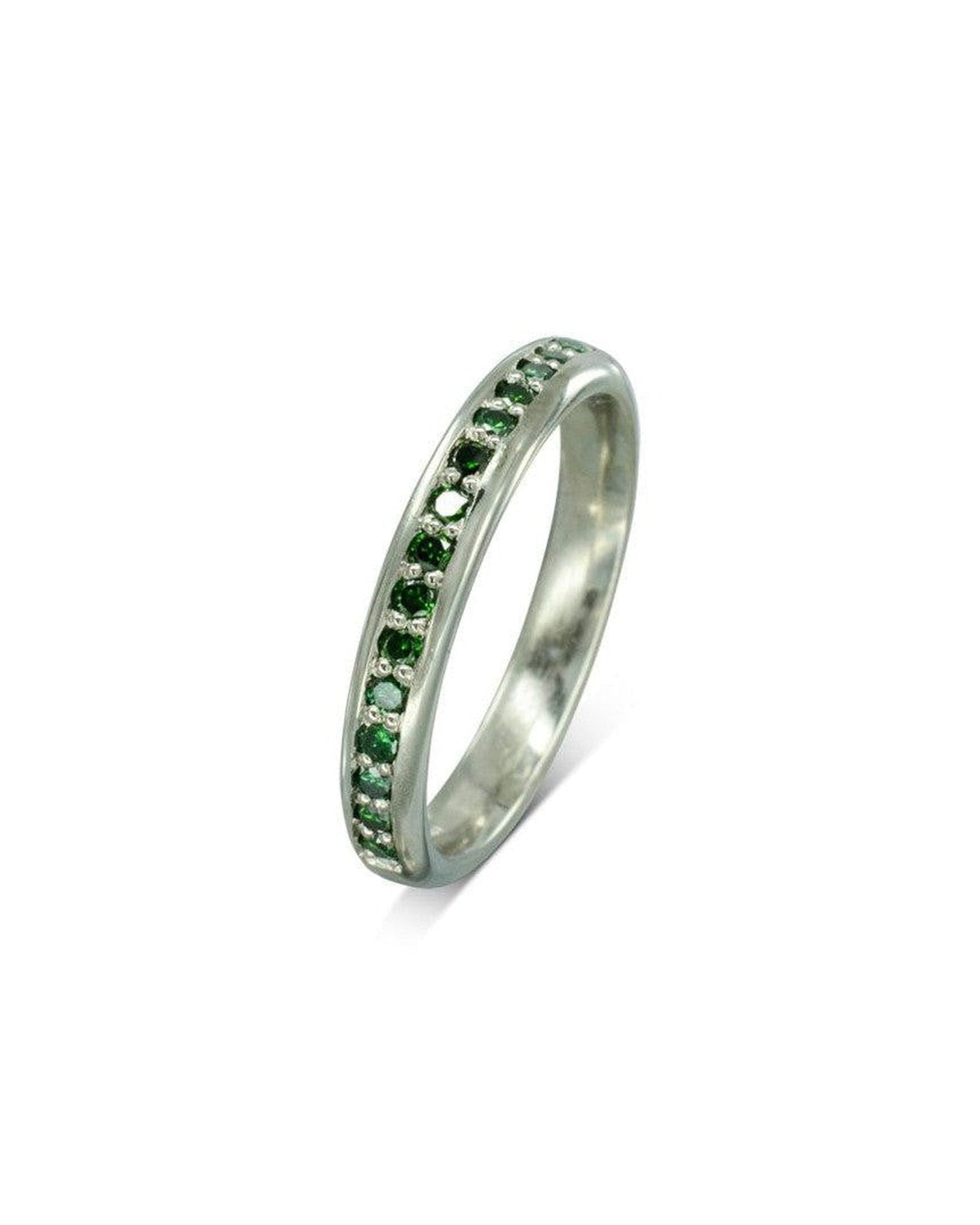 Pavé Green Diamond Platinum Eternity Ring Ring Pruden and Smith