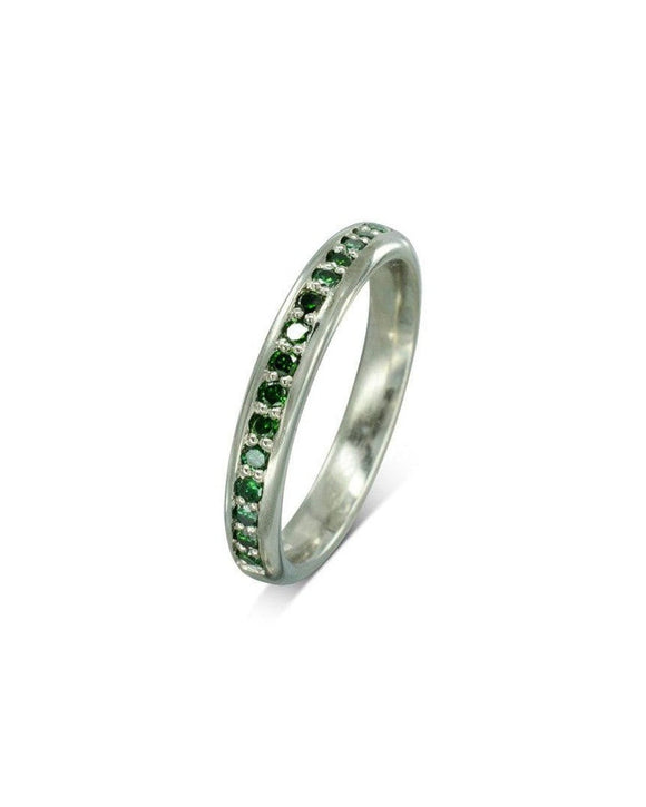 Pavé Green Diamond Platinum Eternity Ring Ring Pruden and Smith