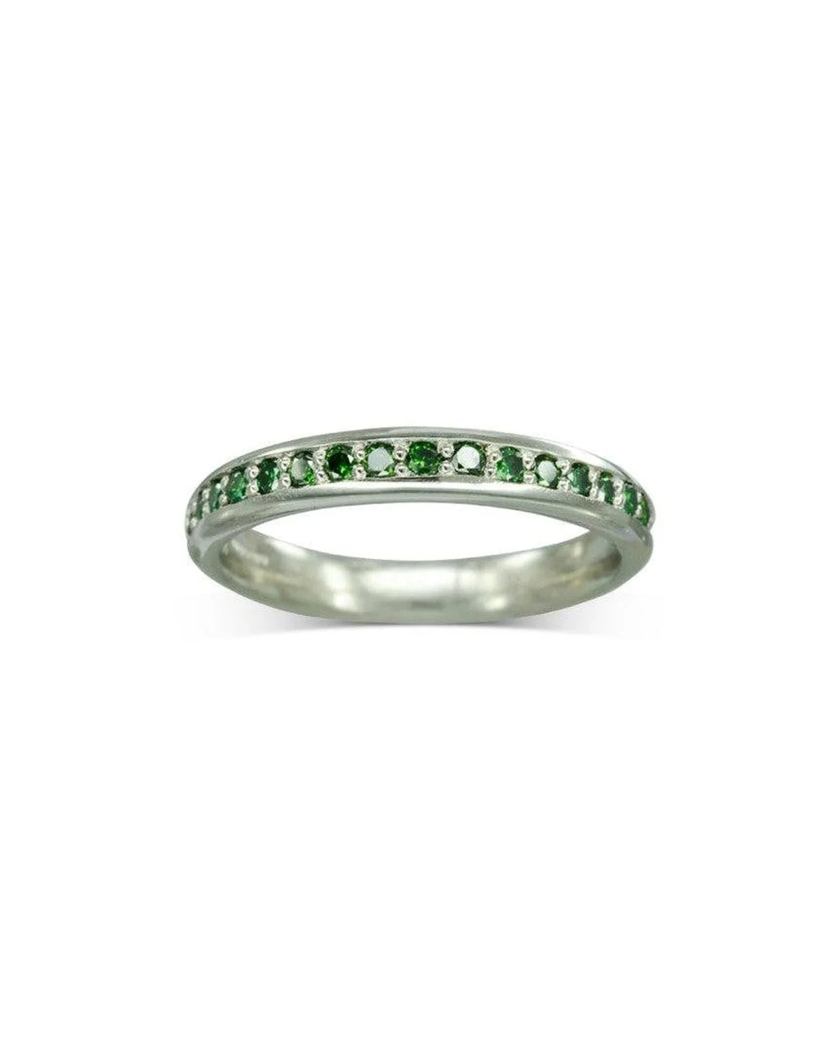 Pavé Green Diamond Platinum Eternity Ring Ring Pruden and Smith