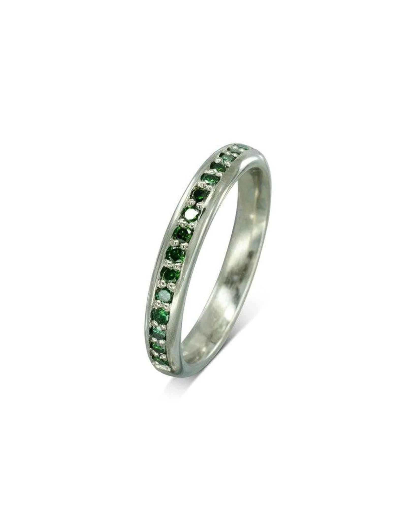 Pavé Green Diamond Platinum Eternity Ring Ring Pruden and Smith