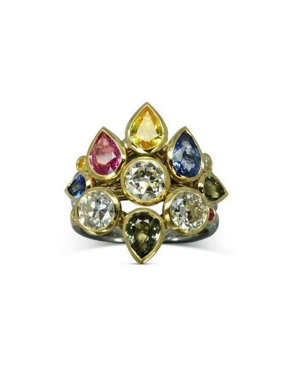 Peacock Colourful Sapphire Stacking Ring Set Ring Pruden and Smith