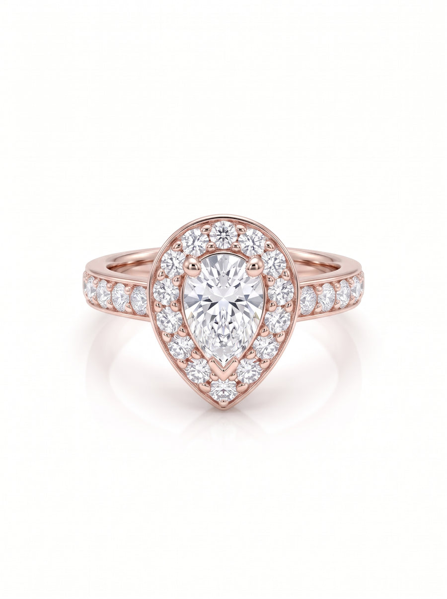 Pear Shaped Diamond Cluster Engagement Ring