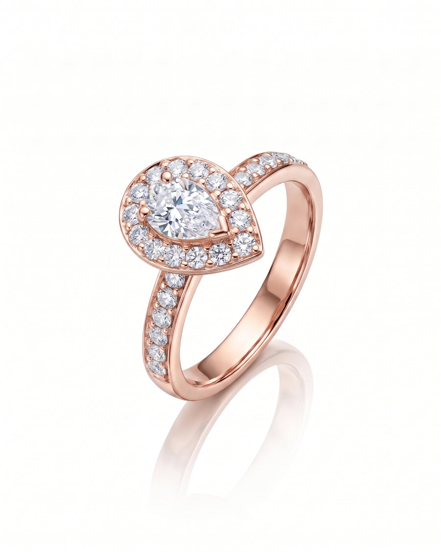 Pear Shaped Diamond Cluster Engagement Ring