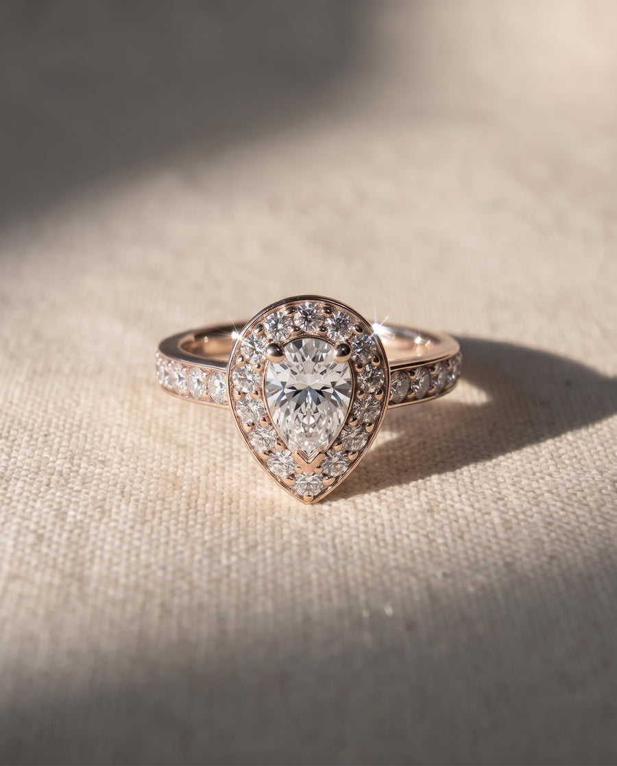 Pear Shaped Diamond Cluster Engagement Ring