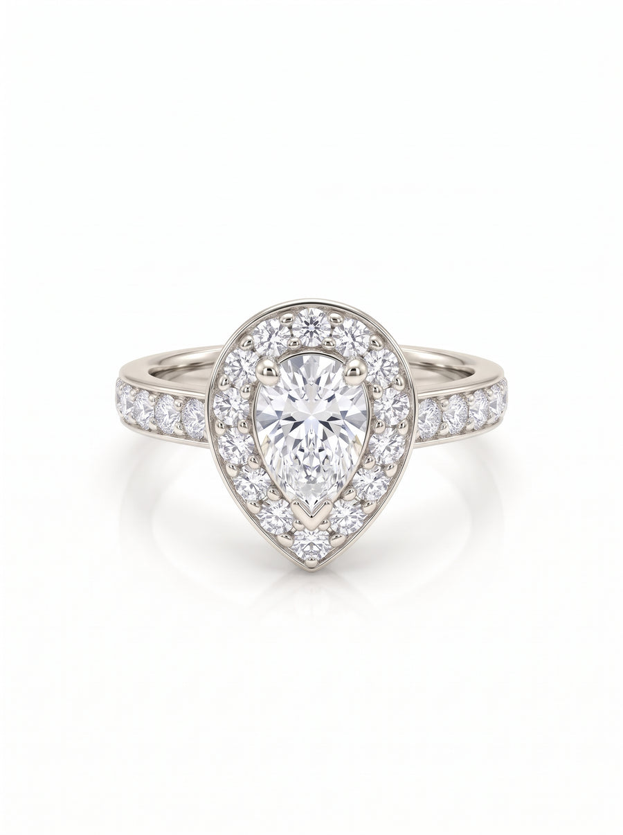 Pear Shaped Diamond Cluster Engagement Ring