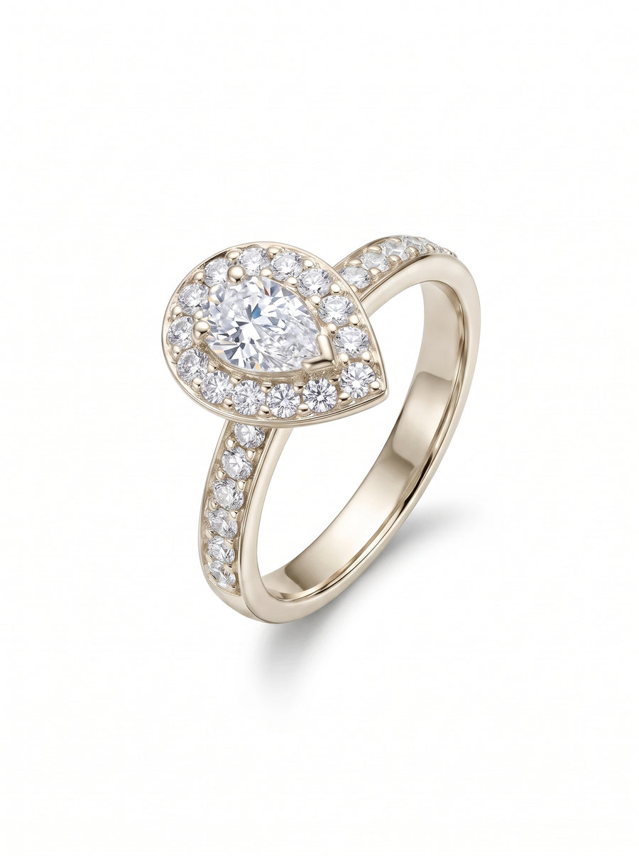 Pear Shaped Diamond Cluster Engagement Ring