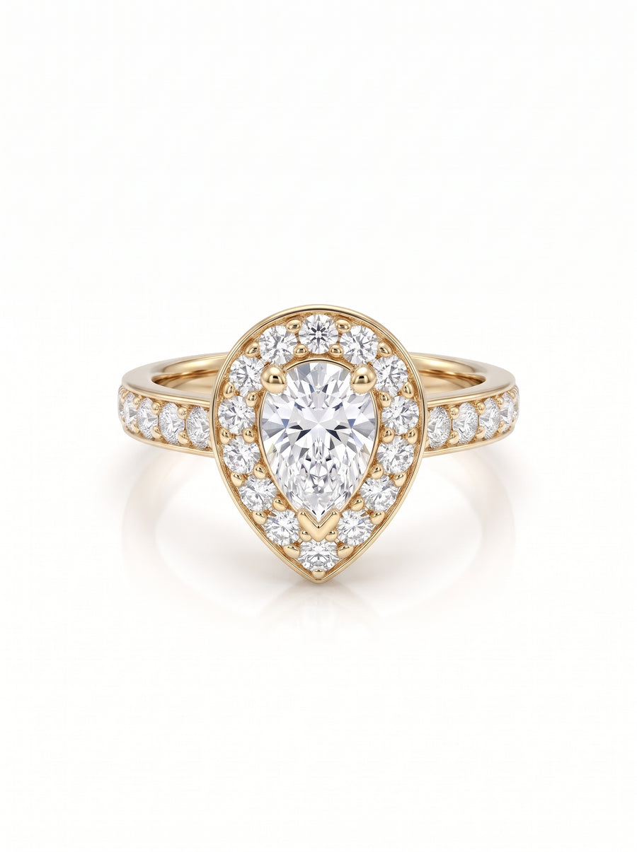Pear Shaped Diamond Cluster Engagement Ring