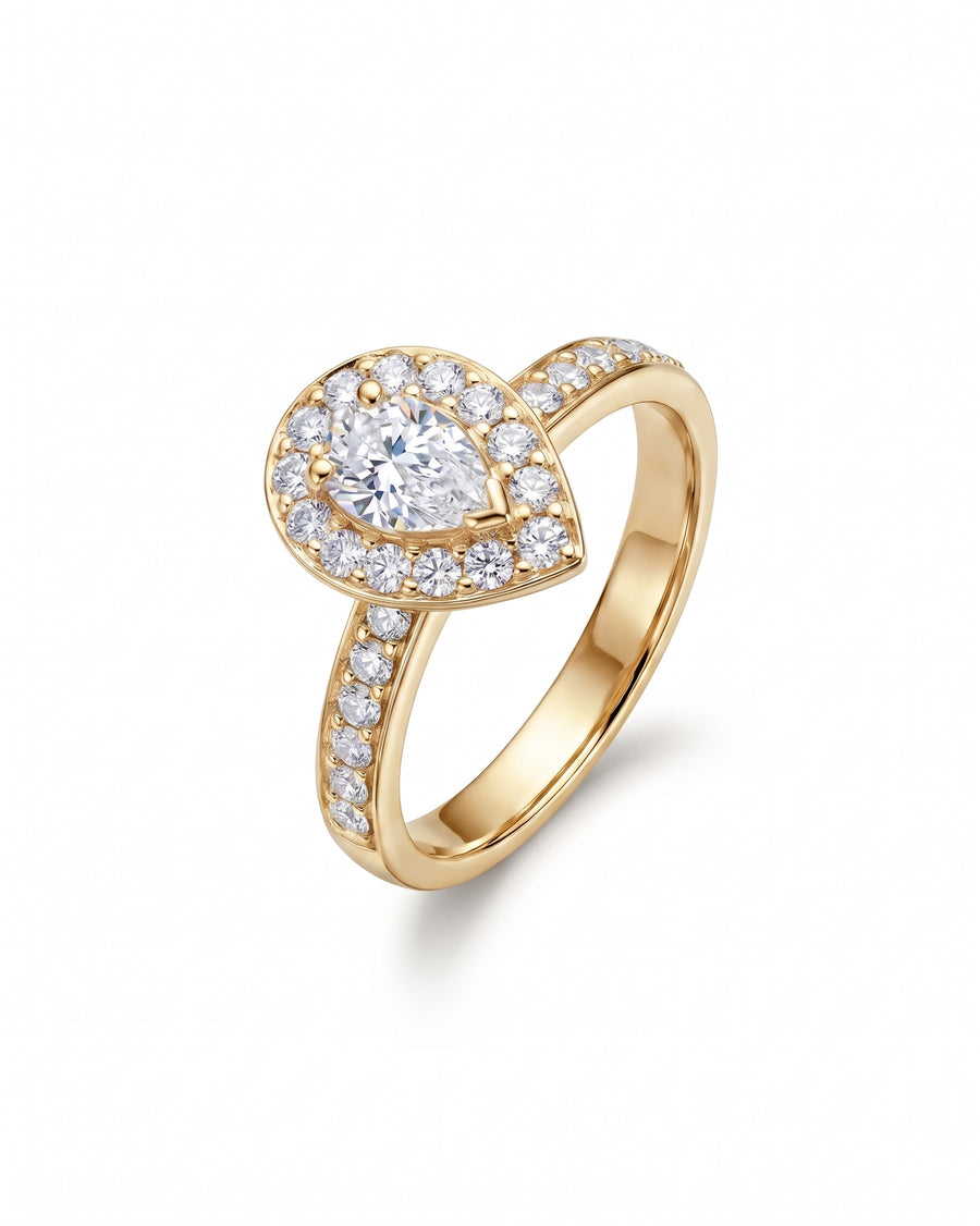 Pear Shaped Diamond Cluster Engagement Ring