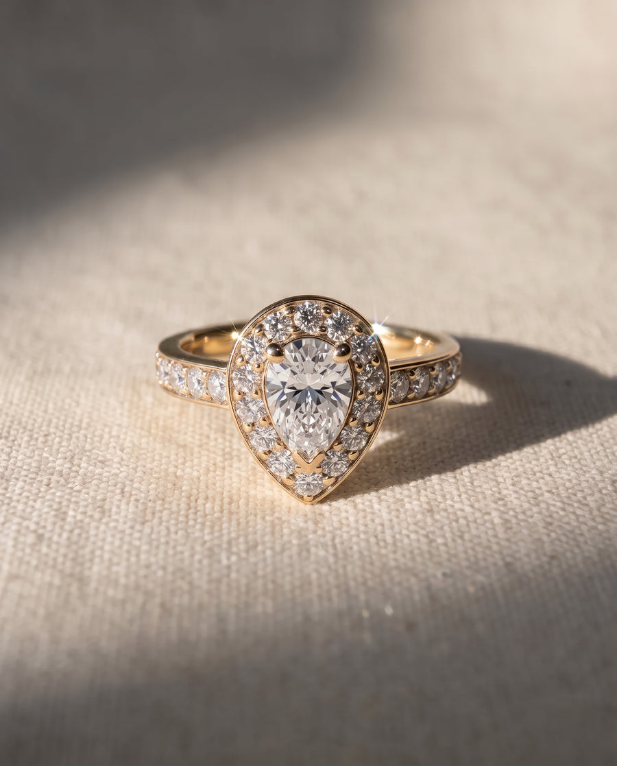 Pear Shaped Diamond Cluster Engagement Ring
