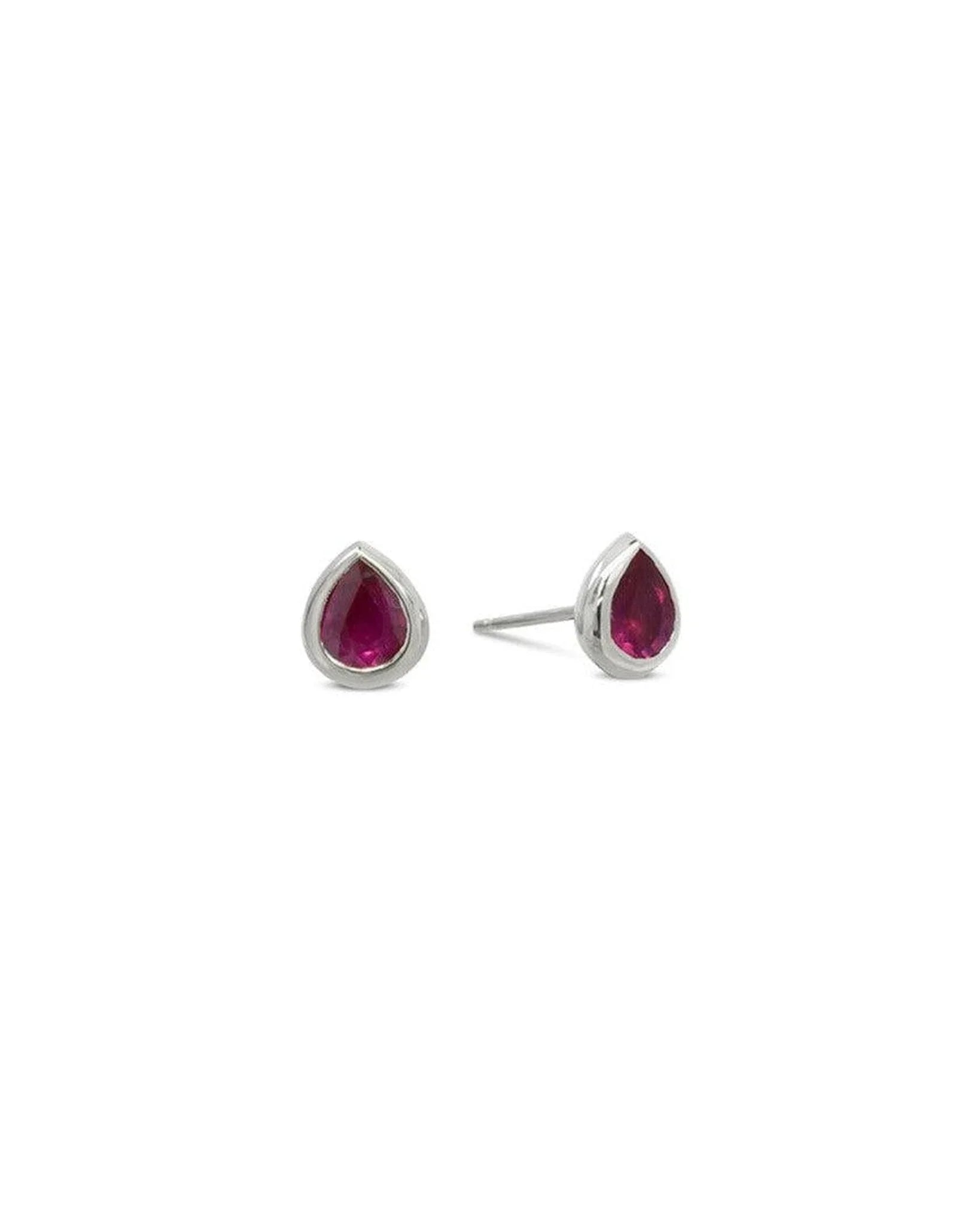 Pear Shaped Gold and Ruby Stud Earrings Earrings Pruden and Smith