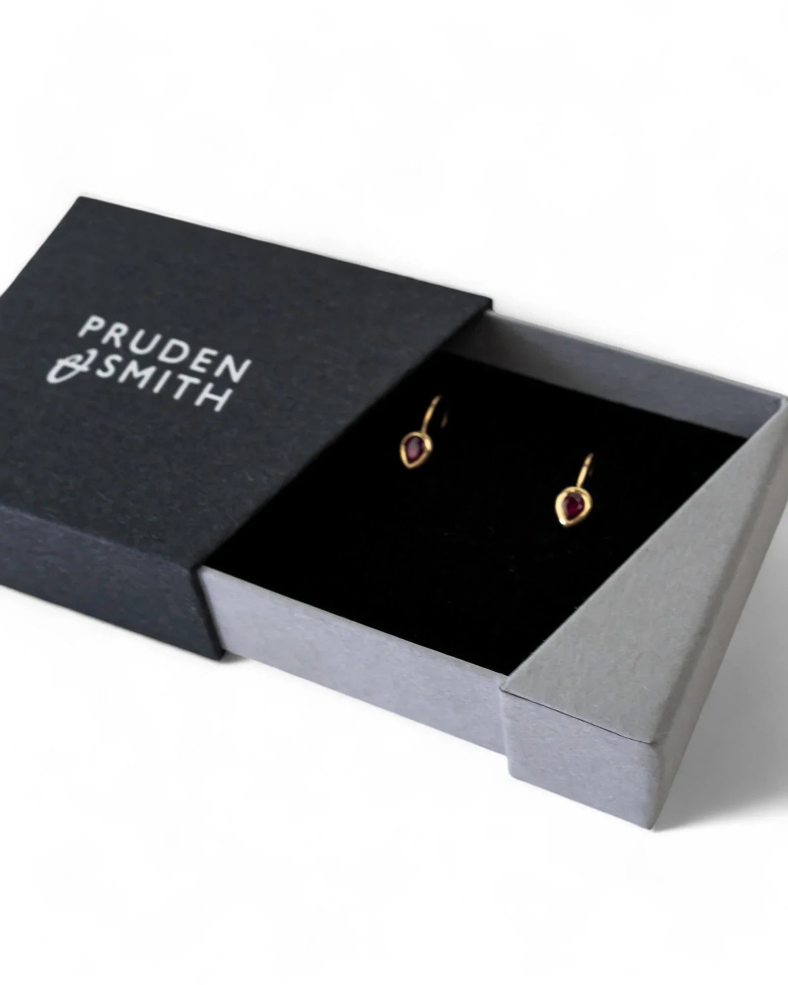 Pear Shaped Solid Gold Ruby Drop Earrings Earrings Pruden and Smith