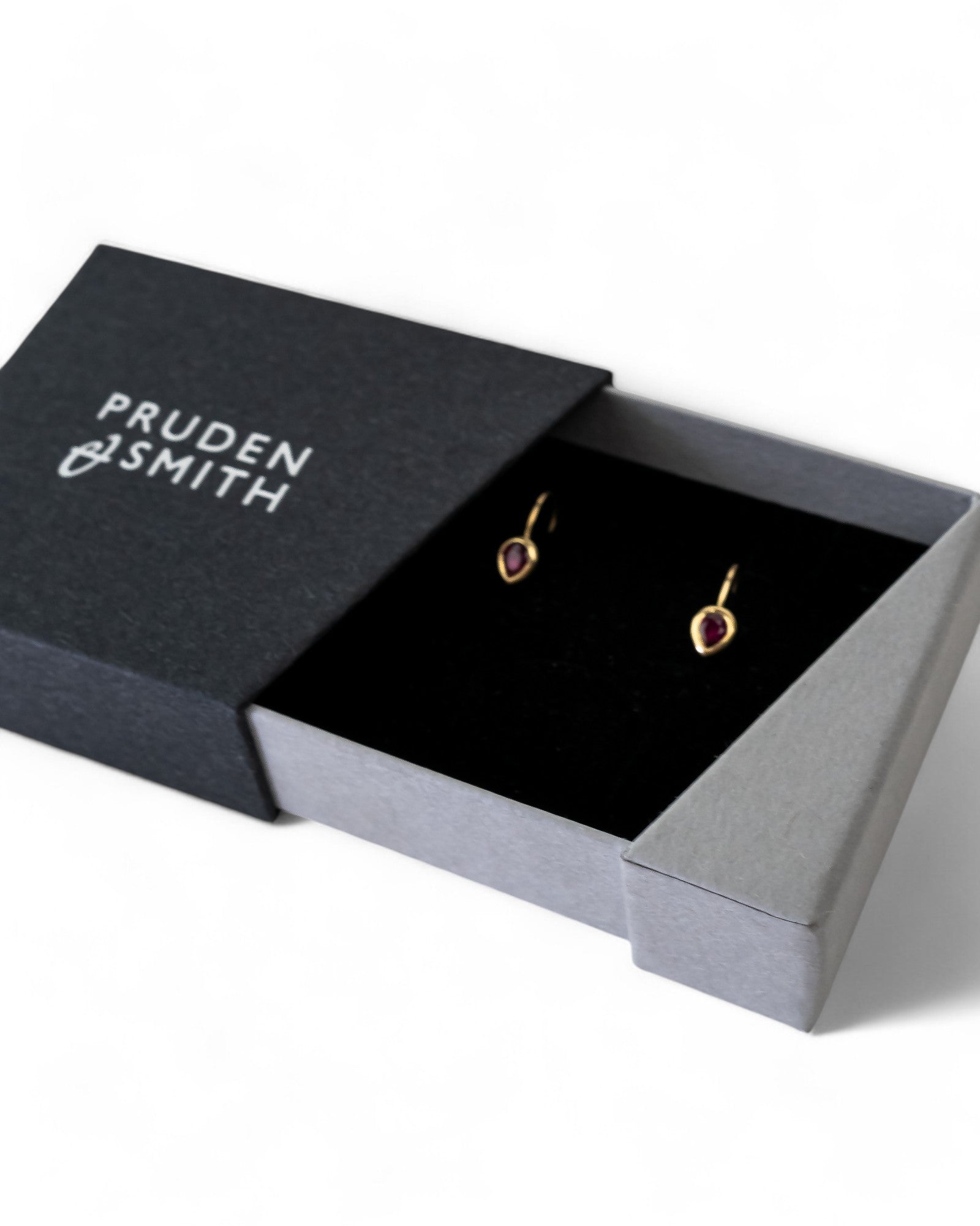 Pear Shaped Solid Gold Ruby Drop Earrings Earrings Pruden and Smith