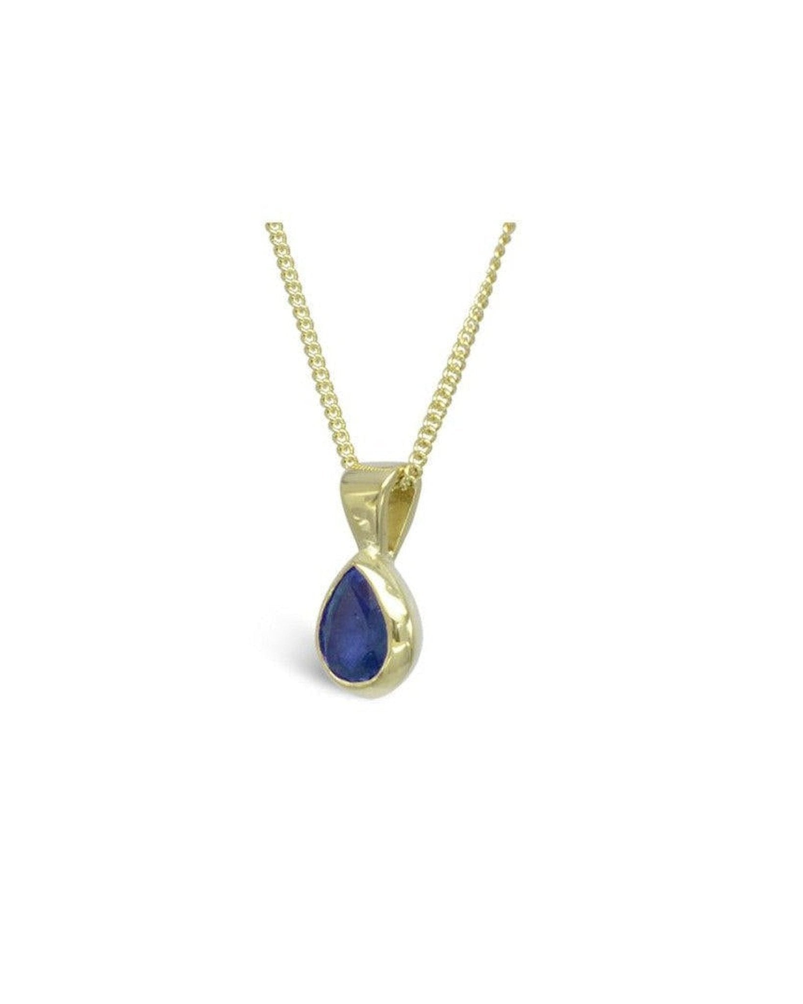 Pear Shaped Solid Gold Sapphire Pendant Pendant Pruden and Smith 18ct Yellow Gold