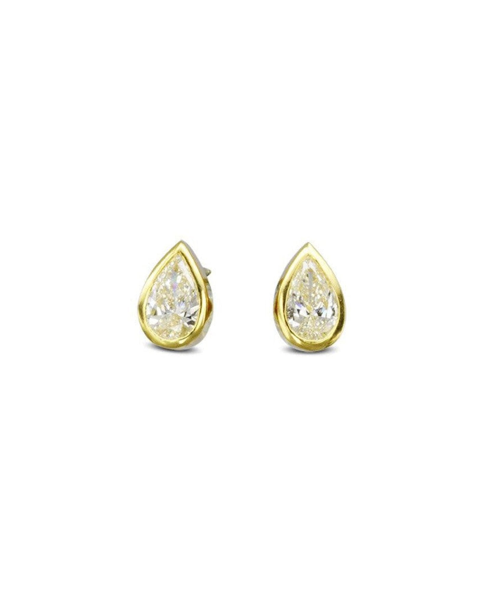 Pear Shaped Yellow Gold Diamond Stud Earrings Earrings Pruden and Smith