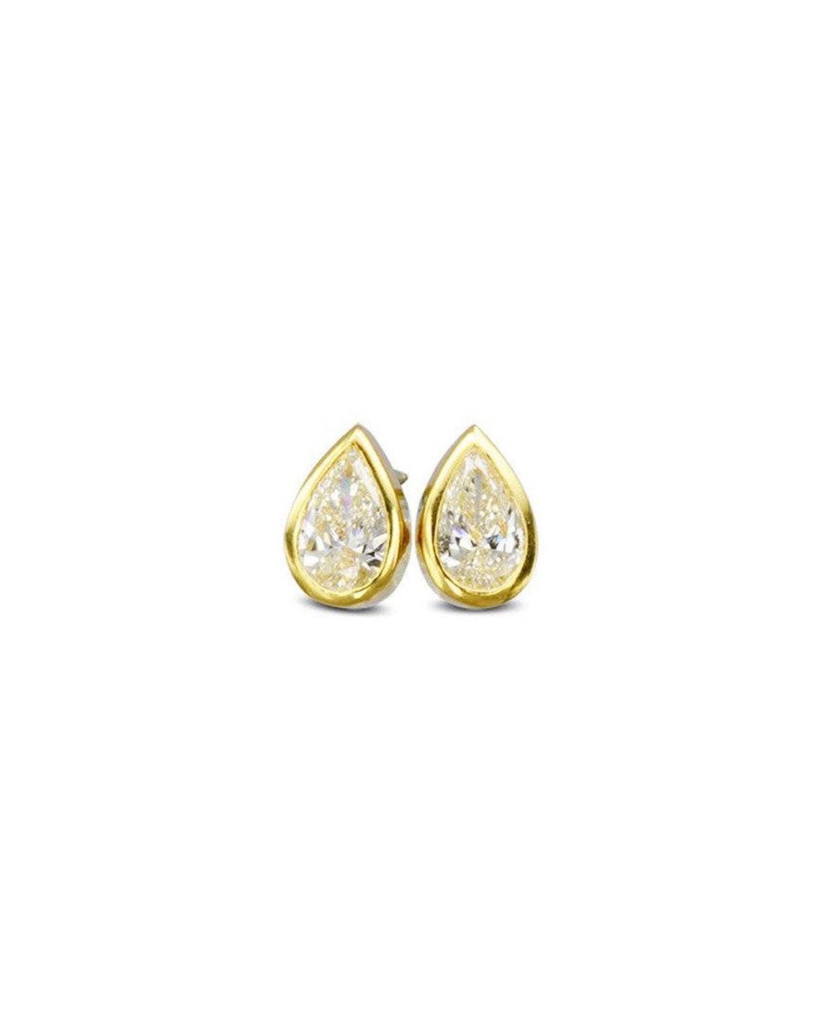 Pear Shaped Yellow Gold Diamond Stud Earrings Earrings Pruden and Smith