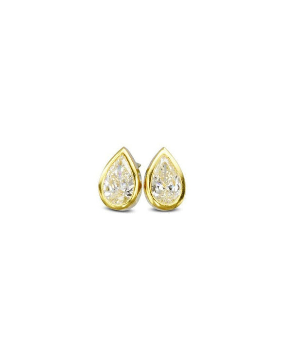 Pear Shaped Yellow Gold Diamond Stud Earrings Earrings Pruden and Smith