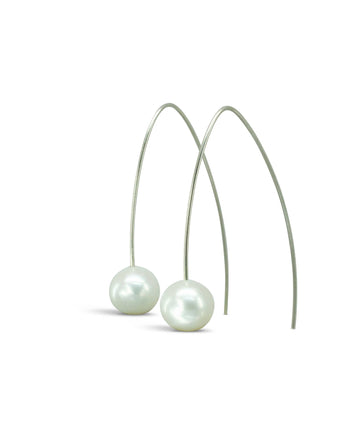 White Pearl Drop Earrings Earring Pruden and Smith 9ct White Gold  