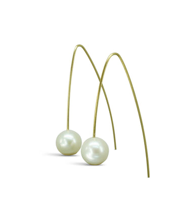 White Pearl Drop Earrings Earring Pruden and Smith 9ct Yellow Gold  