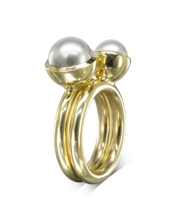 Pearl Gold Stacking Ring Set of Two Ring Pruden and Smith   