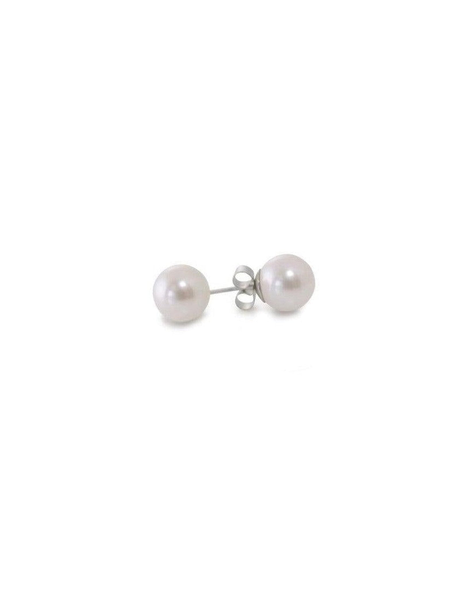 Pearl White Gold Stud Earrings (Large) Earrings Pruden and Smith 8mm Fresh Water Pearl