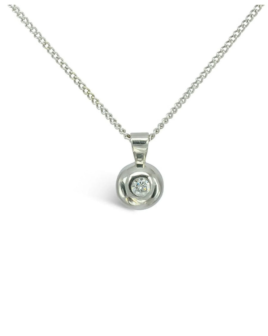 Pebble 9ct Gold Diamond Pendant (With Bail) Pendant Pruden and Smith 9ct White Gold