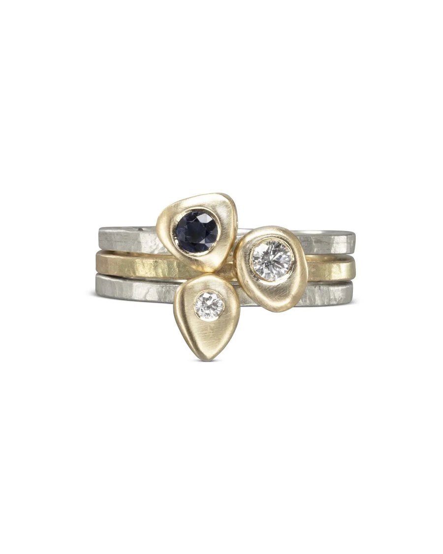 Pebble Diamond Stacking Ring Set Ring Pruden and Smith 9ct and Rose Gold
