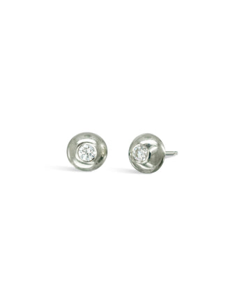 Pebble White Gold Diamond Stud Earrings Earstuds Pruden and Smith   