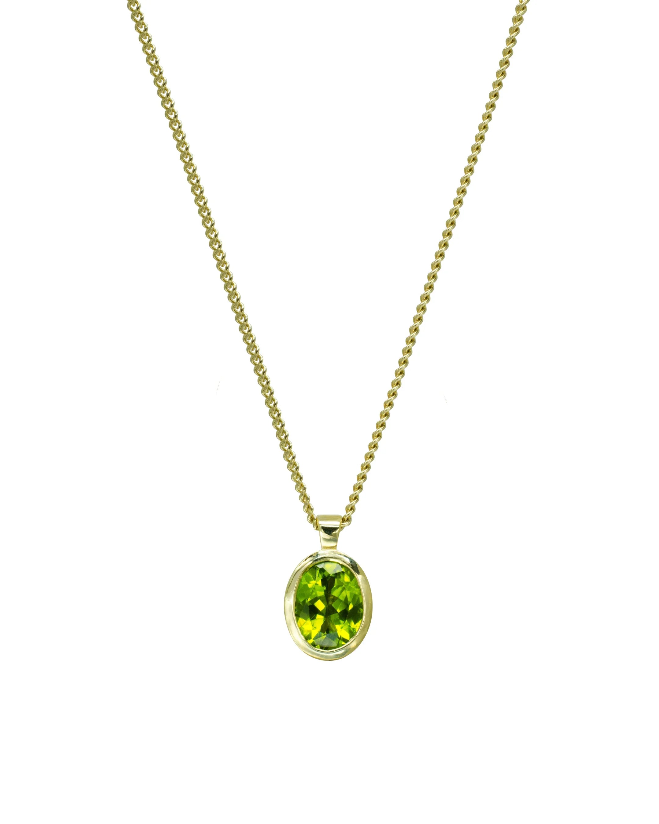 Peridot Acorn Solid 9ct Gold Gemstone Pendant Pendant Pruden and Smith