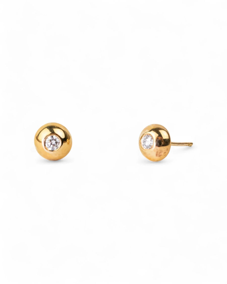 Pebble Yellow Gold Diamond Stud Earrings Earrings Pruden and Smith