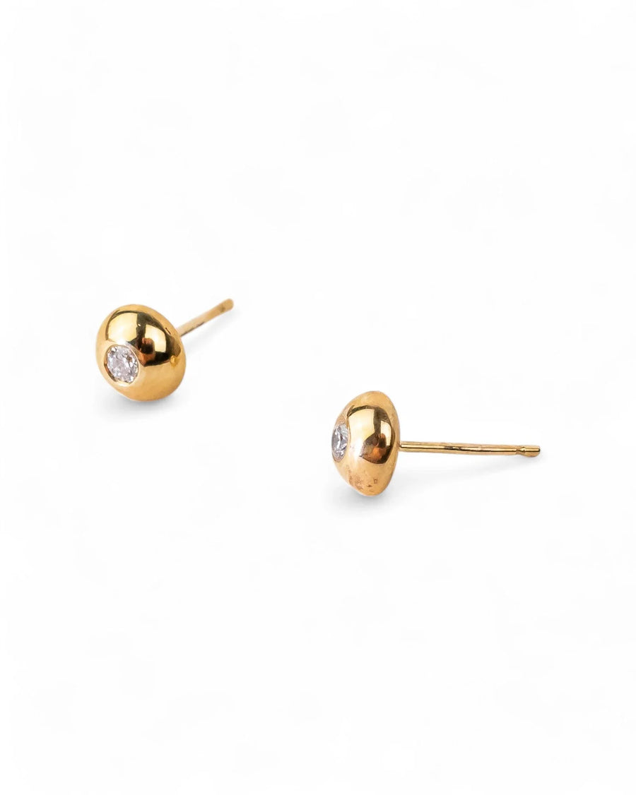 Pebble Yellow Gold Diamond Stud Earrings Earrings Pruden and Smith