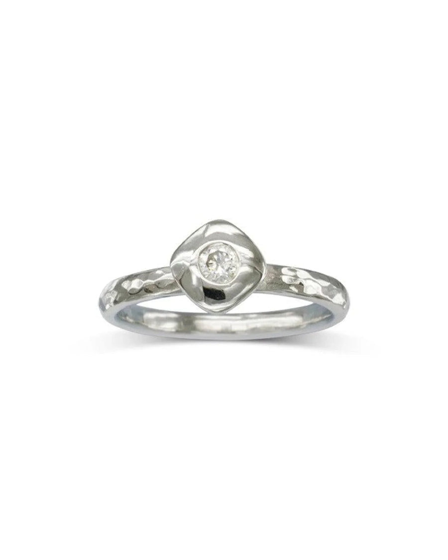 Pebble Hammered Three Colour Gold Diamond Stacking Ring Set Ring Pruden and Smith
