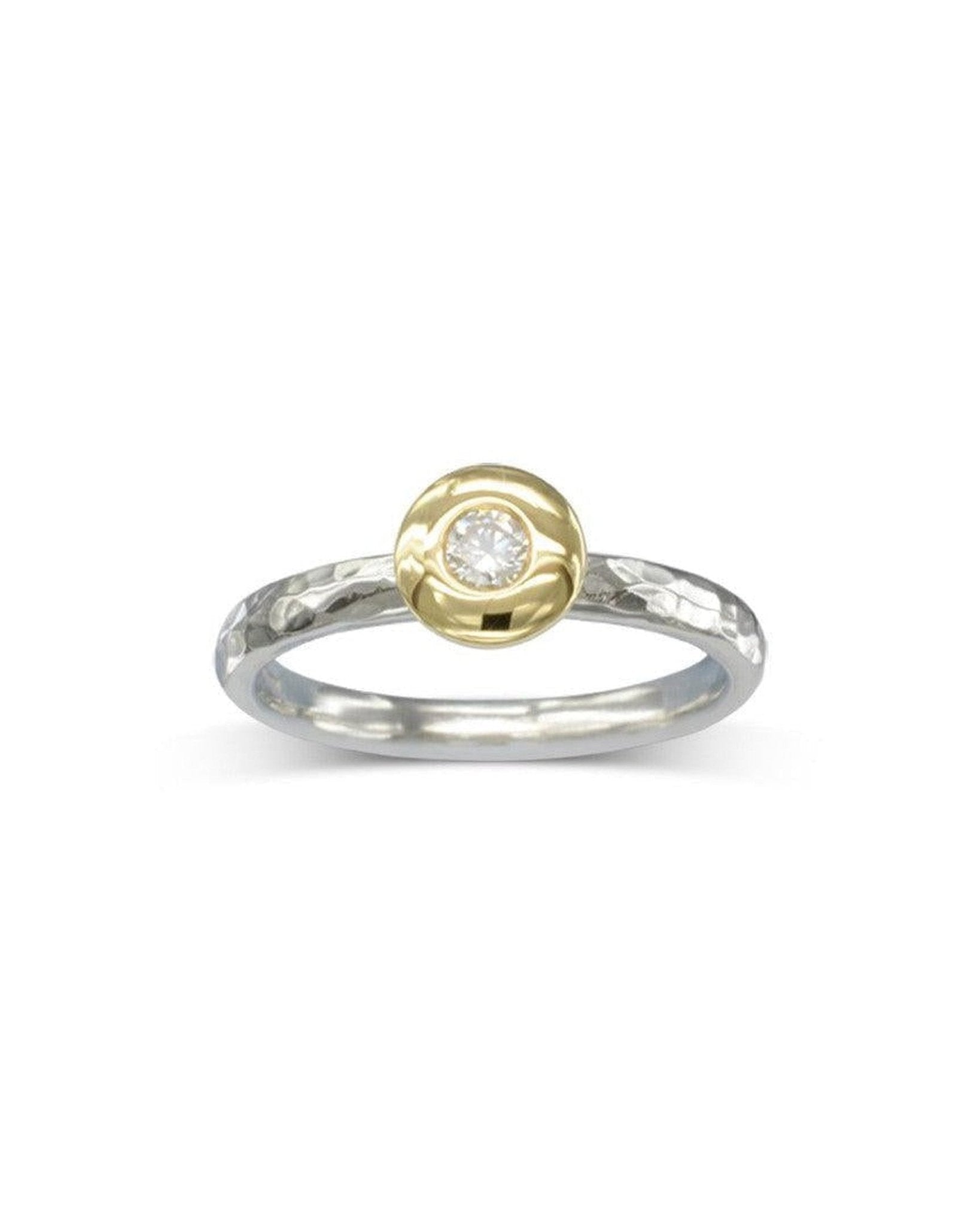 Pebble Hammered Three Colour Gold Diamond Stacking Ring Set Ring Pruden and Smith