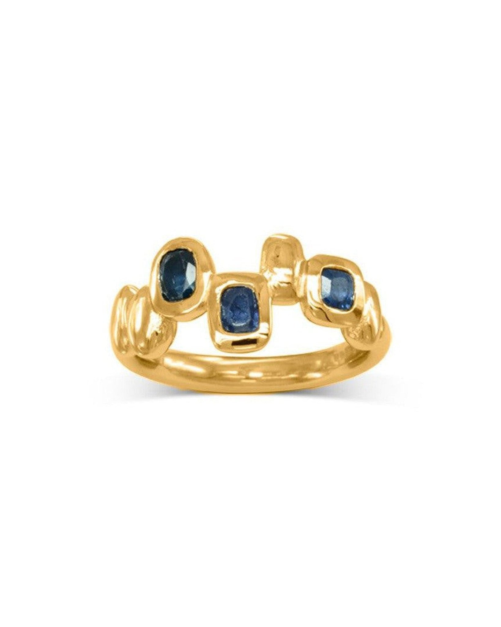 Pebble Sapphire 9ct Gold Half Eternity Ring Ring Pruden and Smith