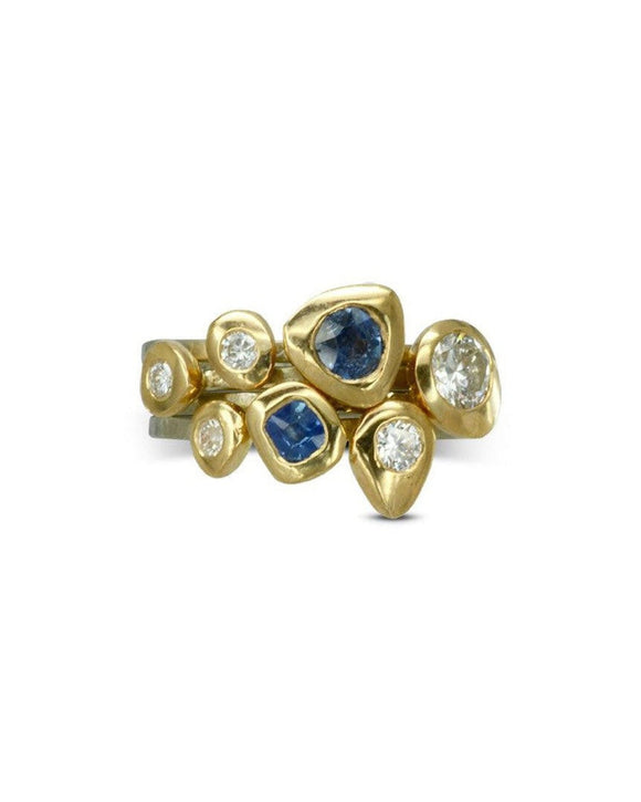 Pebble Sapphire and Diamond Stacking Ring Set Ring Pruden and Smith