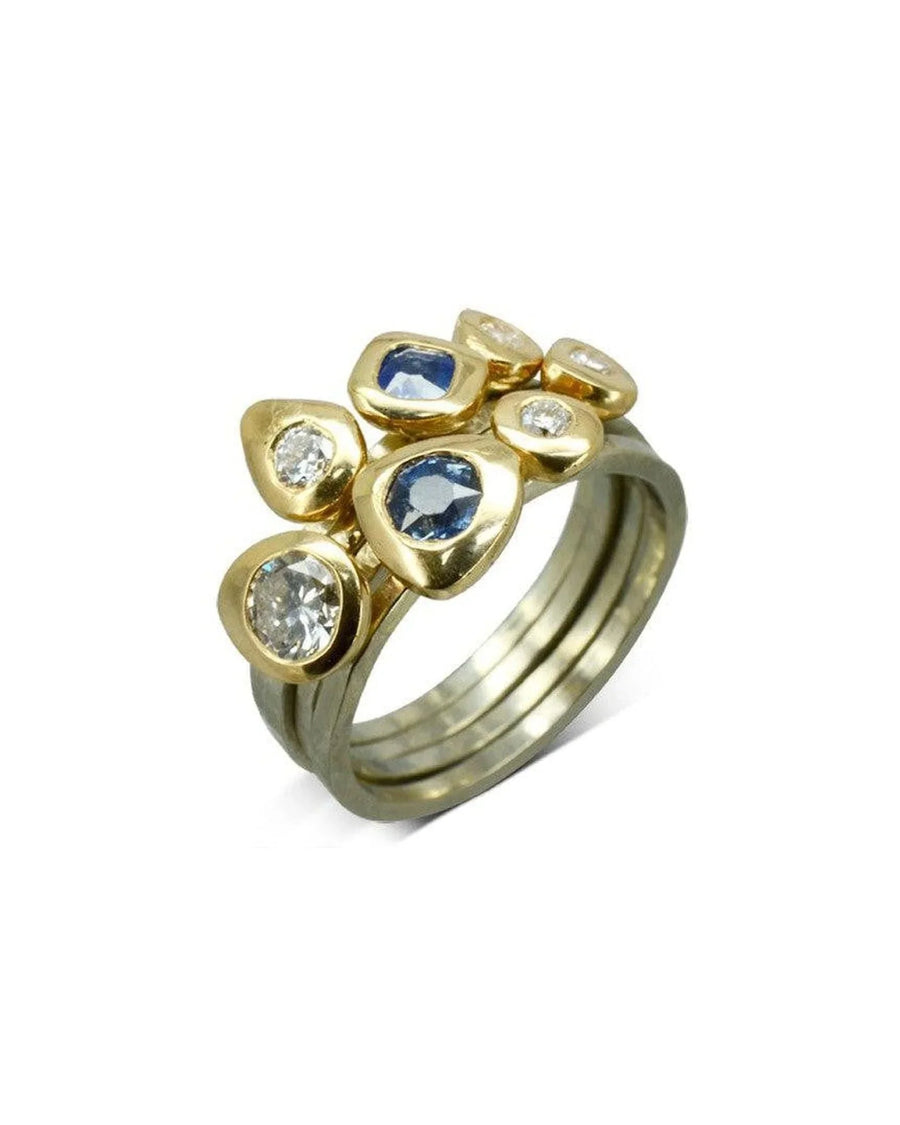 Pebble Sapphire and Diamond Stacking Ring Set Ring Pruden and Smith