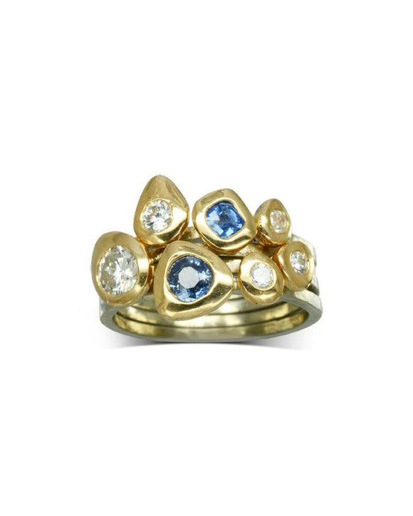 Pebble Sapphire and Diamond Stacking Ring Set Ring Pruden and Smith