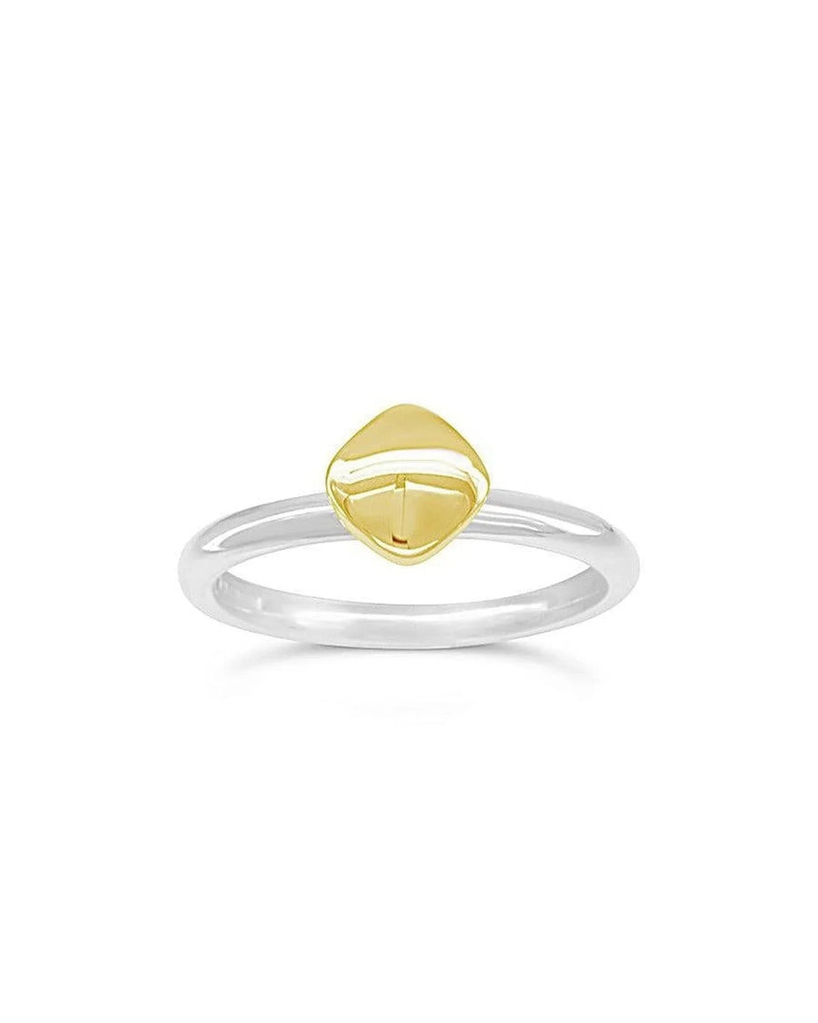 Pebble Silver and Yellow Gold Stacking Ring Ring Pruden and Smith Diamond