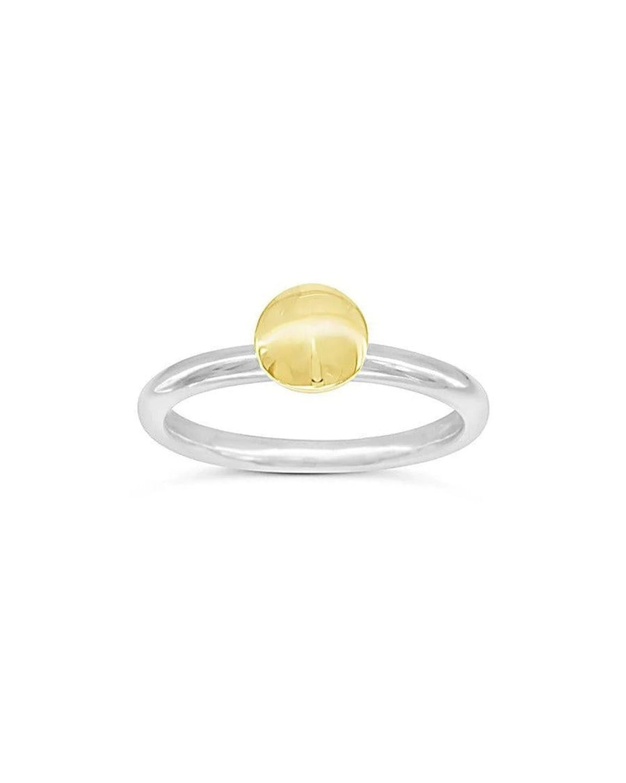 Pebble Silver and Yellow Gold Stacking Ring Ring Pruden and Smith Round