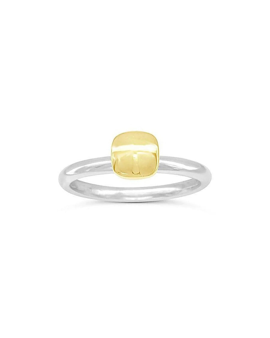 Pebble Silver and Yellow Gold Stacking Ring Ring Pruden and Smith Square