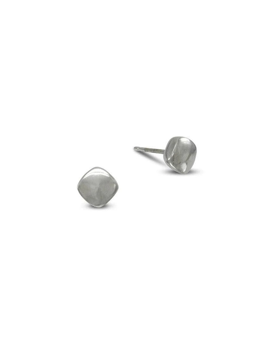 Pebble 9ct Gold Stud Earrings Earrings Pruden and Smith Square 9ct White Gold
