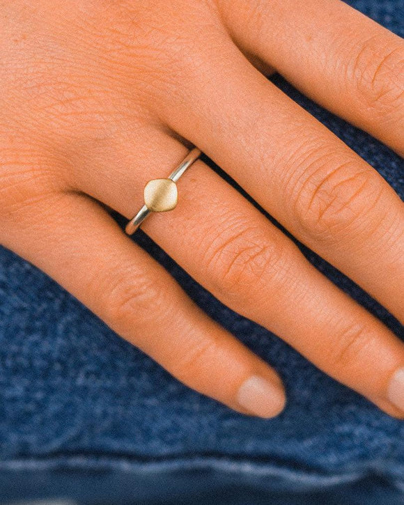 Pebble Two Colour Matte Gold Stacking Ring Set Ring Pruden and Smith