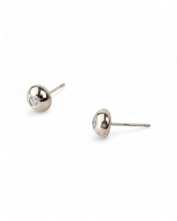 Pebble White Gold Diamond Stud Earrings Earrings Pruden and Smith