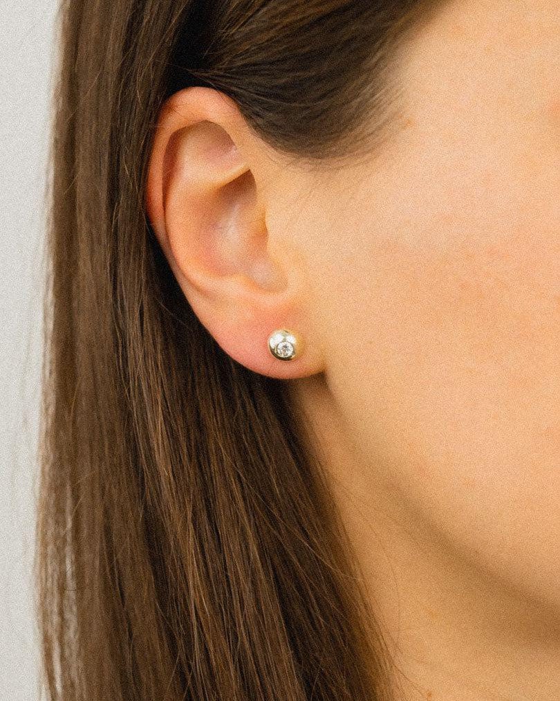 Pebble White Gold Diamond Stud Earrings Earrings Pruden and Smith