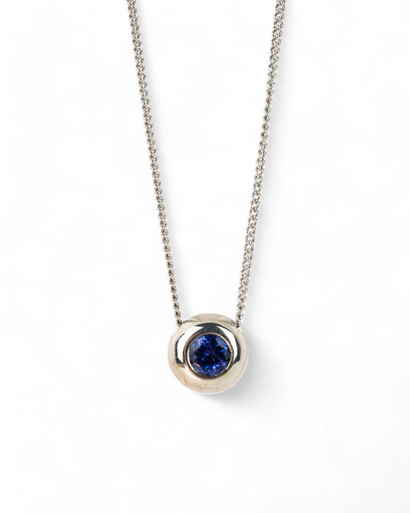 Pebble White Gold Tanzanite Pendant Pendant Pruden and Smith