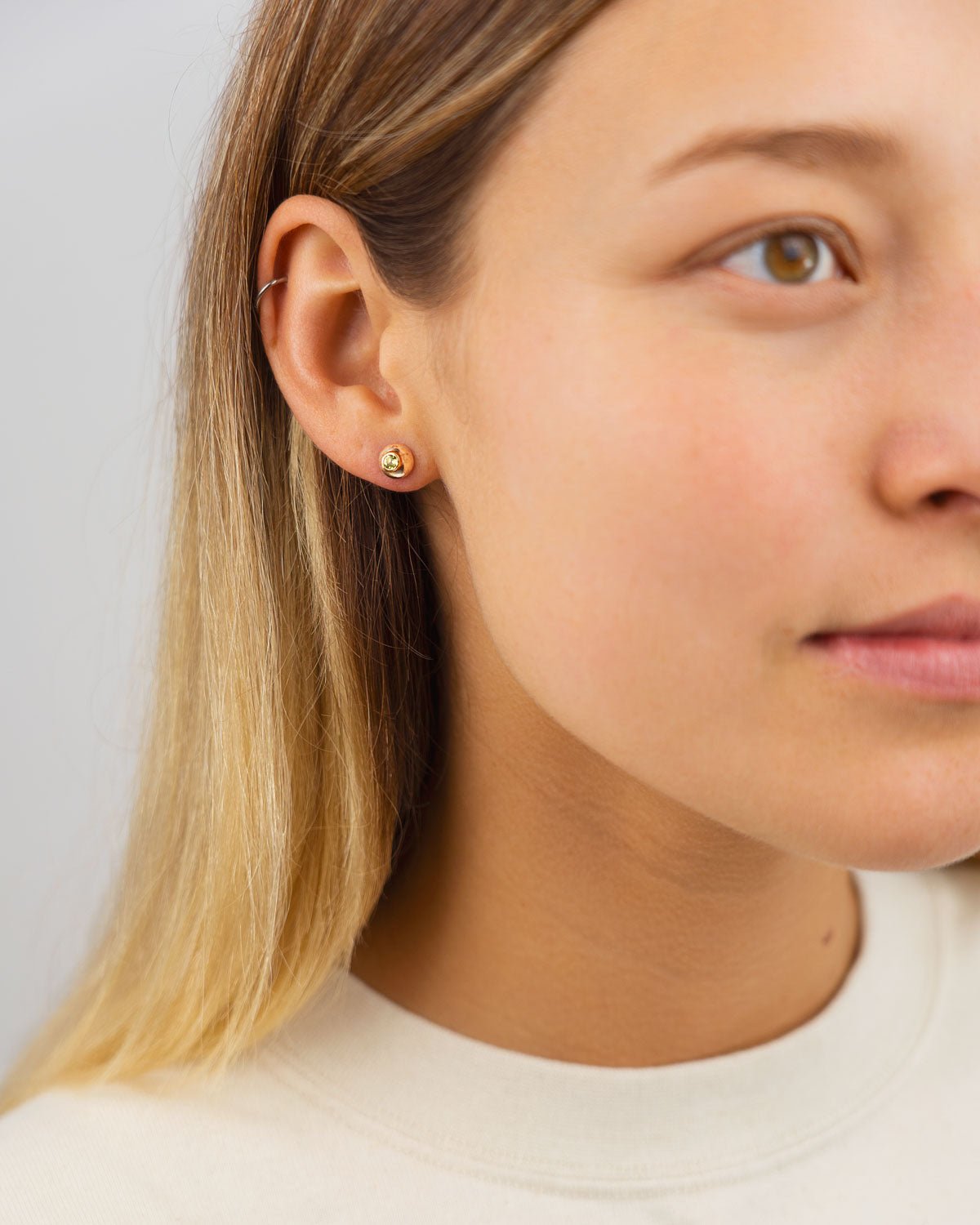 Pebble Yellow Gold Diamond Stud Earrings Earrings Pruden and Smith