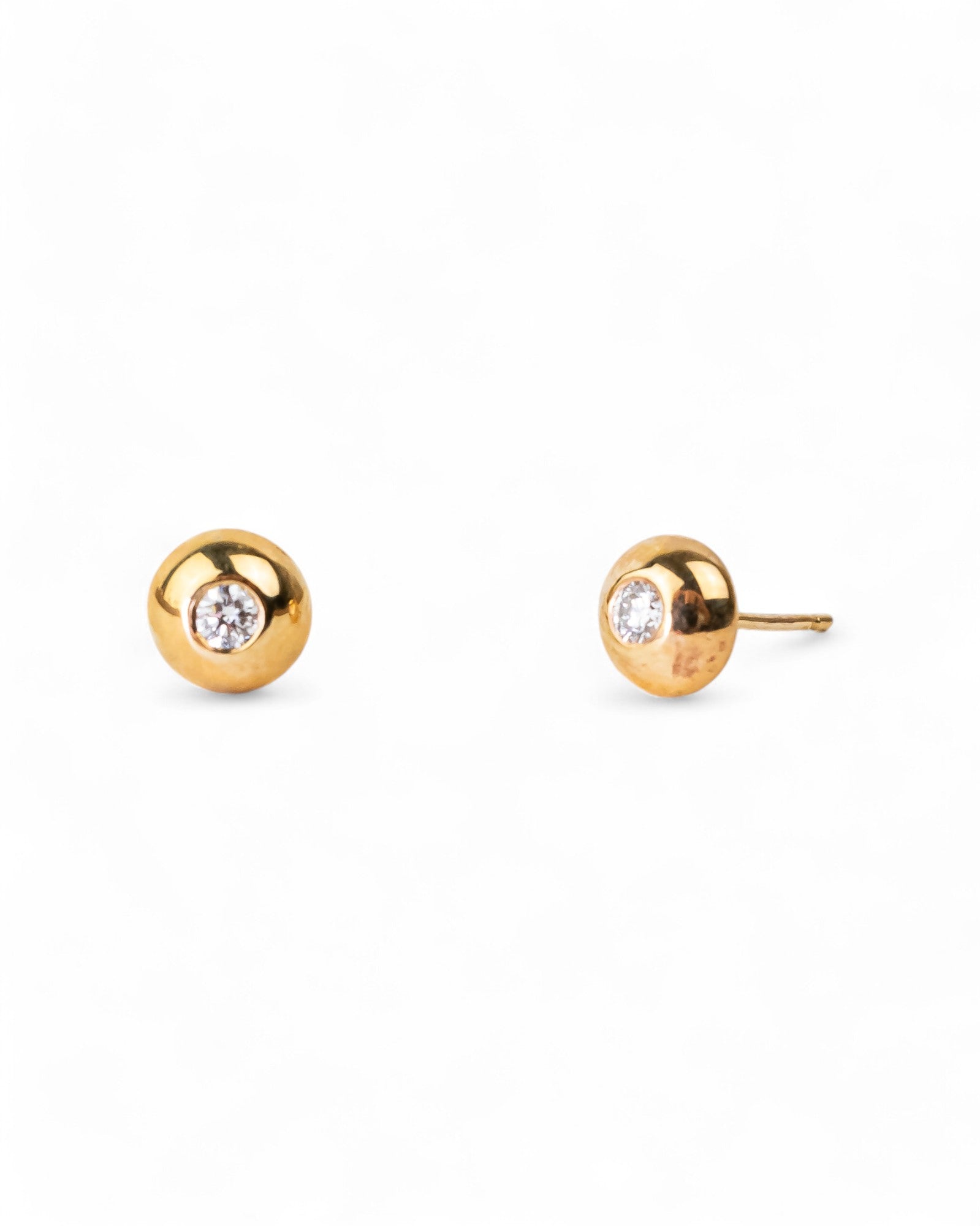 Pebble Yellow Gold Diamond Stud Earrings Earrings Pruden and Smith