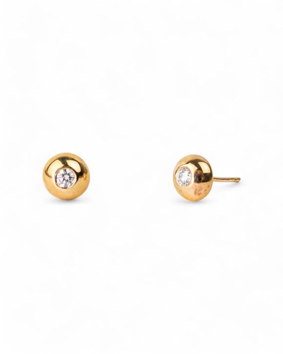 Pebble Yellow Gold Diamond Stud Earrings Earrings Pruden and Smith